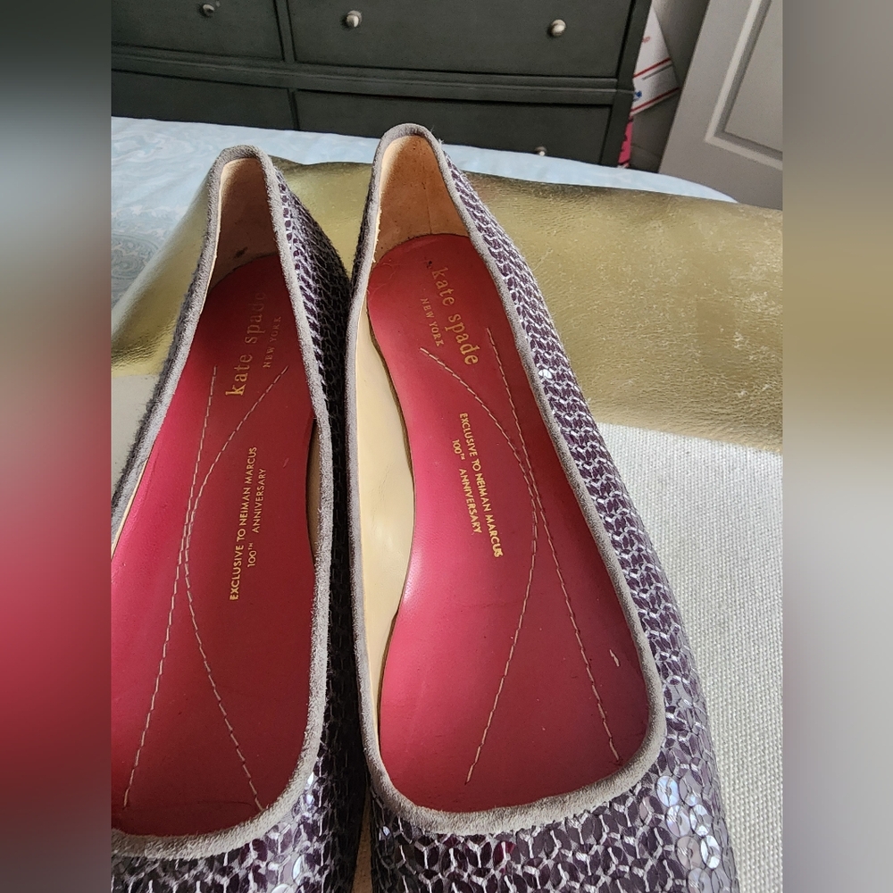 Kate Spade Purple Sequined Ballet Women's Shoes - Picture 3 of 5